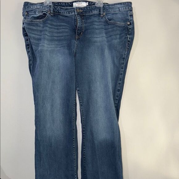 Torrid Blue Straight Leg Jeans with Subtle Whiskering - Picture 1 of 9